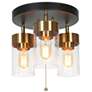 1_Hormosira 11" Wide Black and Brass 3-Light Ceiling Light