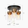 3_Hormosira 11" Wide Black and Brass 3-Light Ceiling Light more views