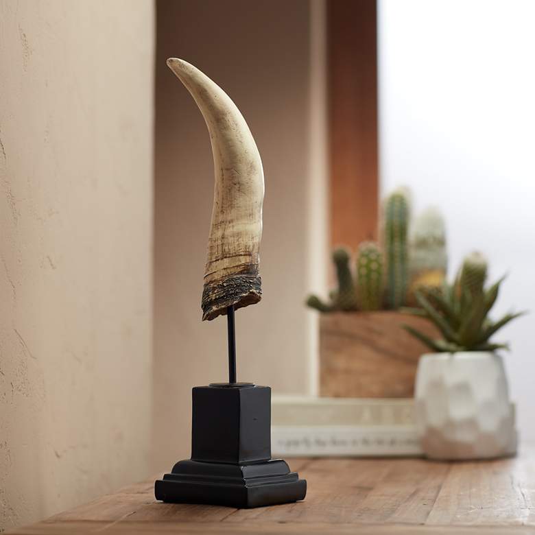 Image 1 Horn 13 1/2" High Natural and Black Sculpture
