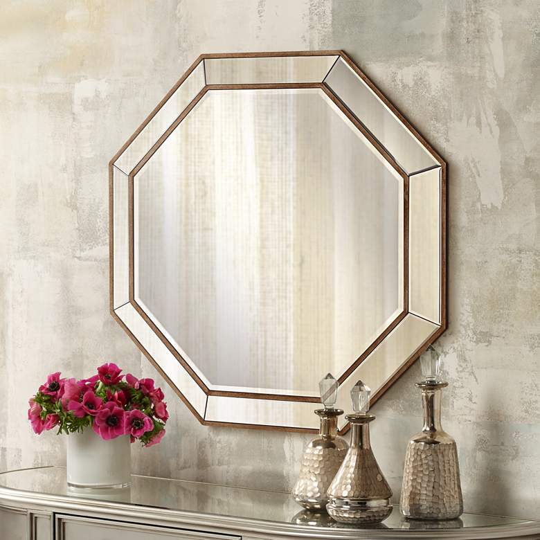 Image 1 Hornbeck Gold Octagon 34 inch x 34 inch Beveled Wall Mirror
