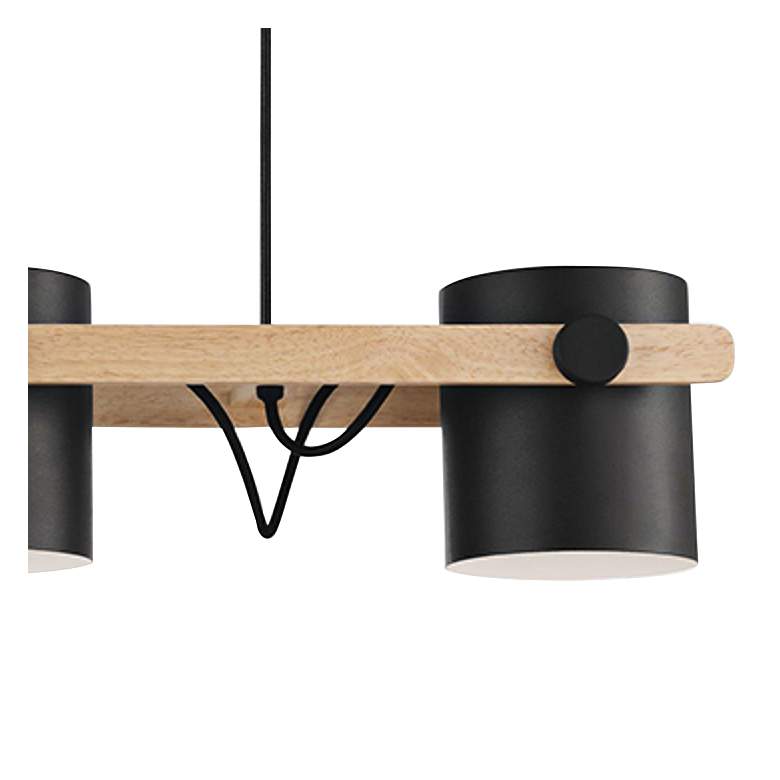 Image 3 Hornwood 33" Black and Wood 3-Light Modern Island Pendant Light more views