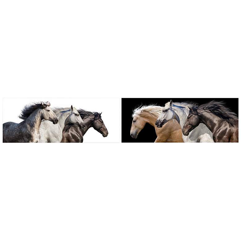 Image 2 Horse 126" Wide Free Floating 2-Piece Glass Wall Art Set