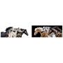 2_Horse 126" Wide Free Floating 2-Piece Glass Wall Art Set