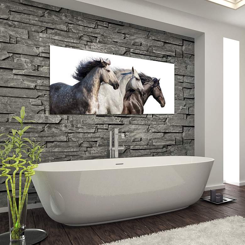 Image 4 Horse 126" Wide Free Floating 2-Piece Glass Wall Art Set more views