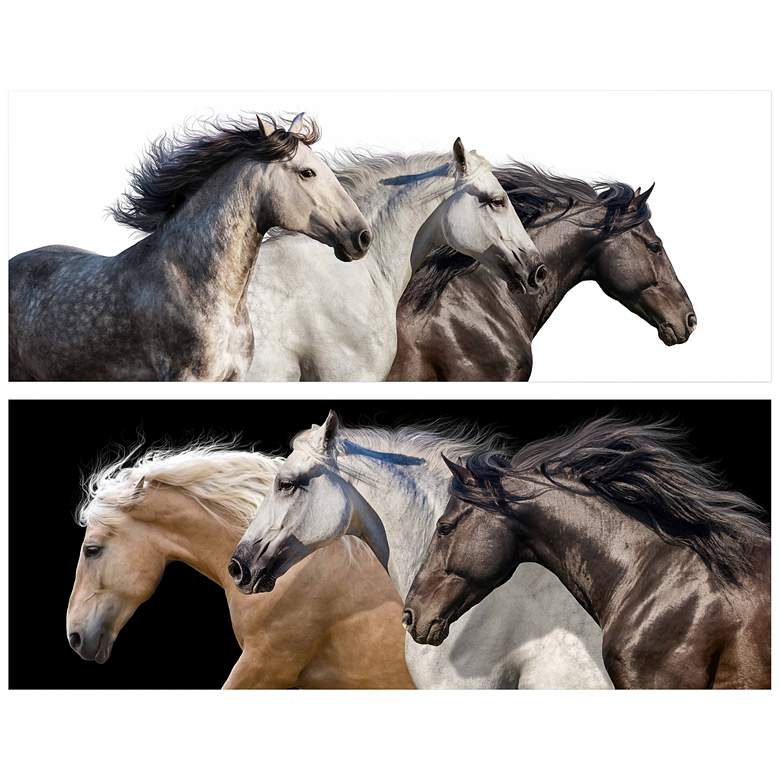 Image 5 Horse 126" Wide Free Floating 2-Piece Glass Wall Art Set more views