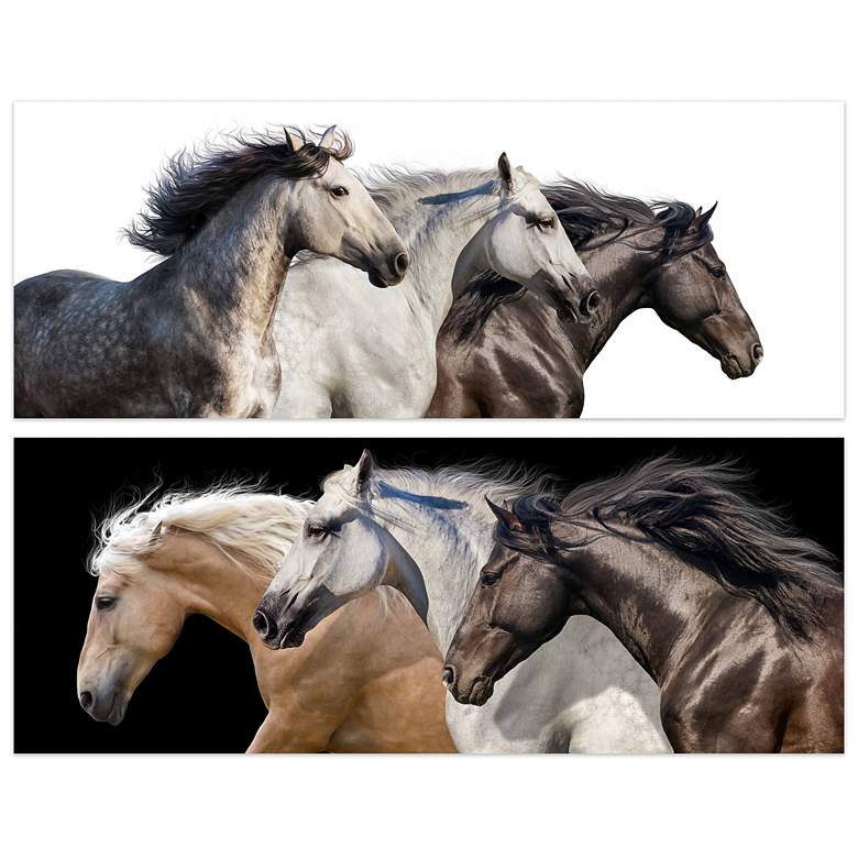 Image 6 Horse 126" Wide Free Floating 2-Piece Glass Wall Art Set more views
