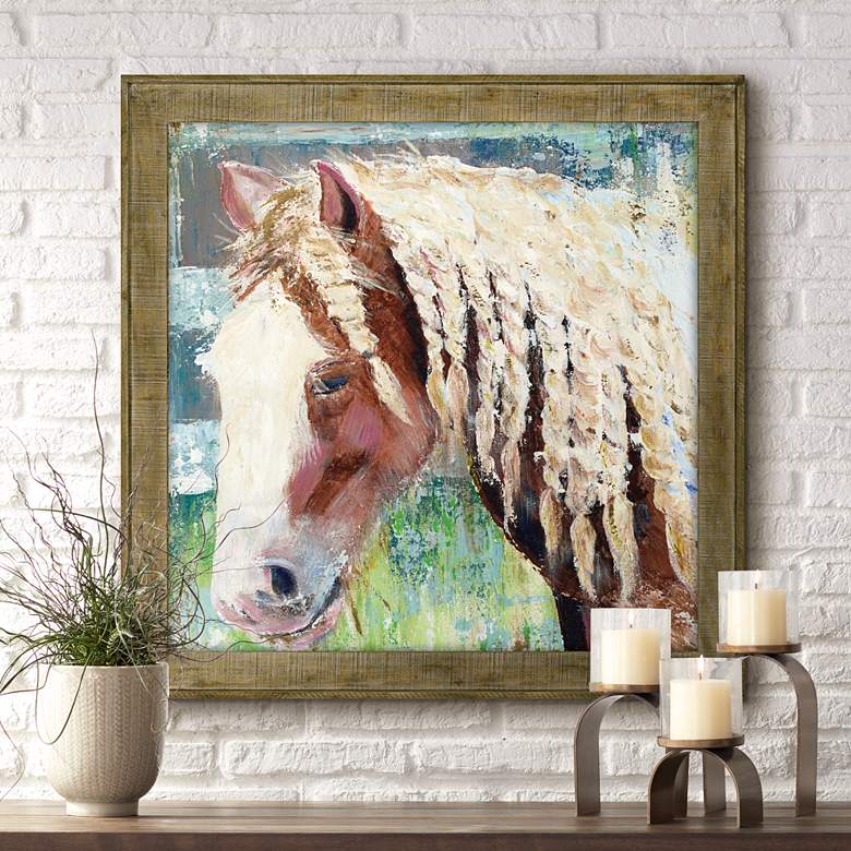 Image 1 Horse 29 inch Square Framed Canvas Wall Art