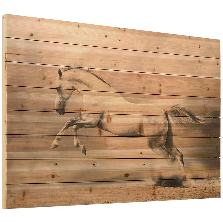 Image 4 Horse 45" Wide Rectangular Giclee Print Solid Wood Wall Art more views