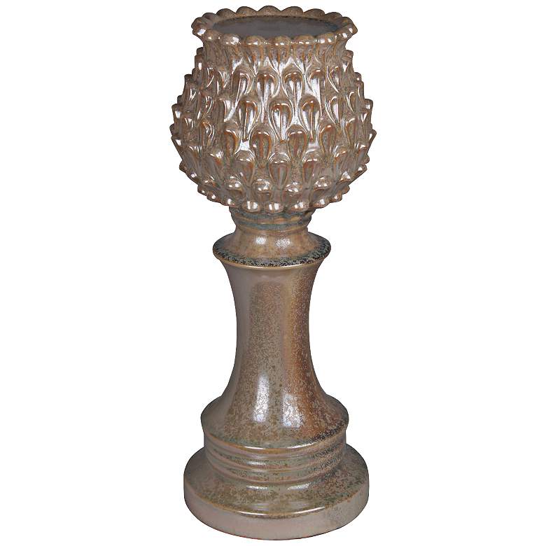 Image 1 Horse Chestnut 12 inch High Pedestal Pillar Candle Holder