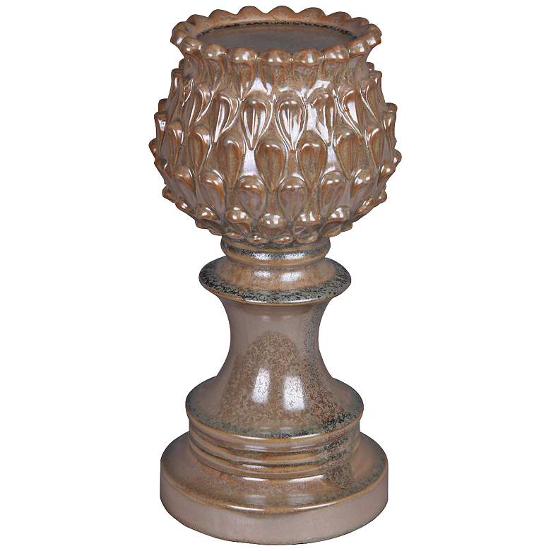 Image 1 Horse Chestnut 15 1/2 inch High Pedestal Pillar Candle Holder