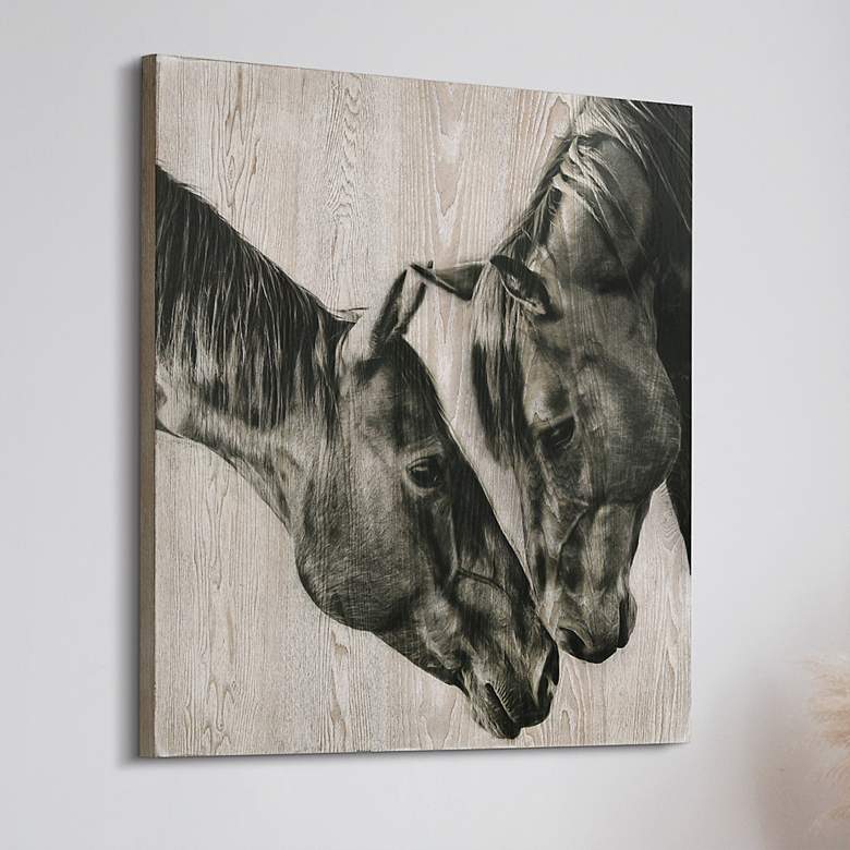 Image 1 Horse Love Portrait 32" Square Giclee Printed Wood Wall Art