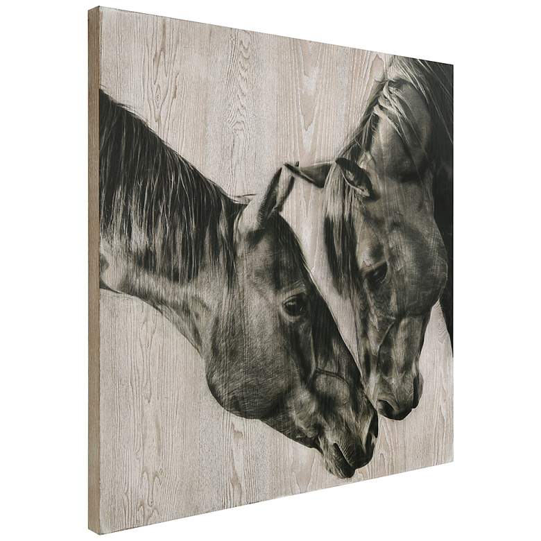 Image 5 Horse Love Portrait 32" Square Giclee Printed Wood Wall Art more views