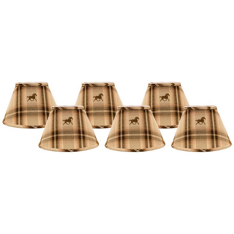 Image 1 Horse Plaid 4x6x5.25 Empire Shade Set of 6 (Clip-On)