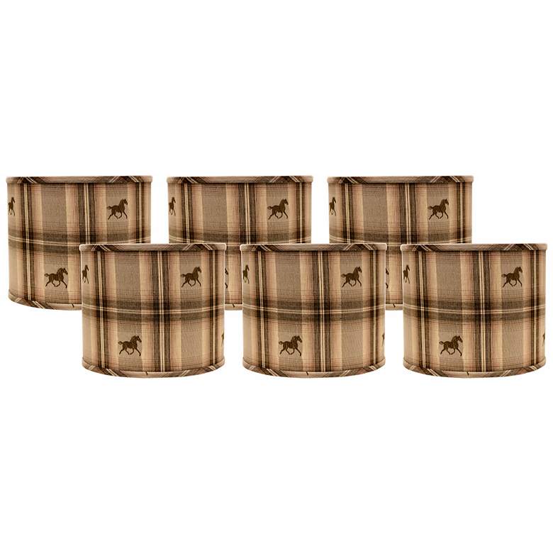 Image 1 Horse Plaid 5x5x4.5 Drum Shade Set of 6 (Clip-On)