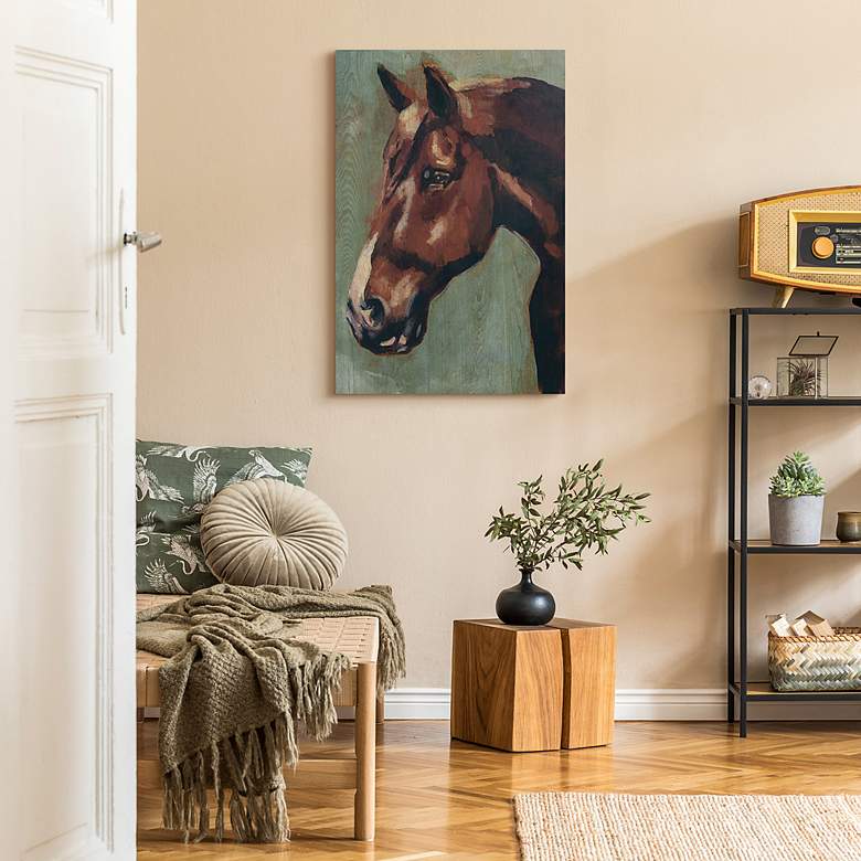 Image 6 Horse Portrait 36" High 2-Piece Giclee Wood Wall Art Set more views