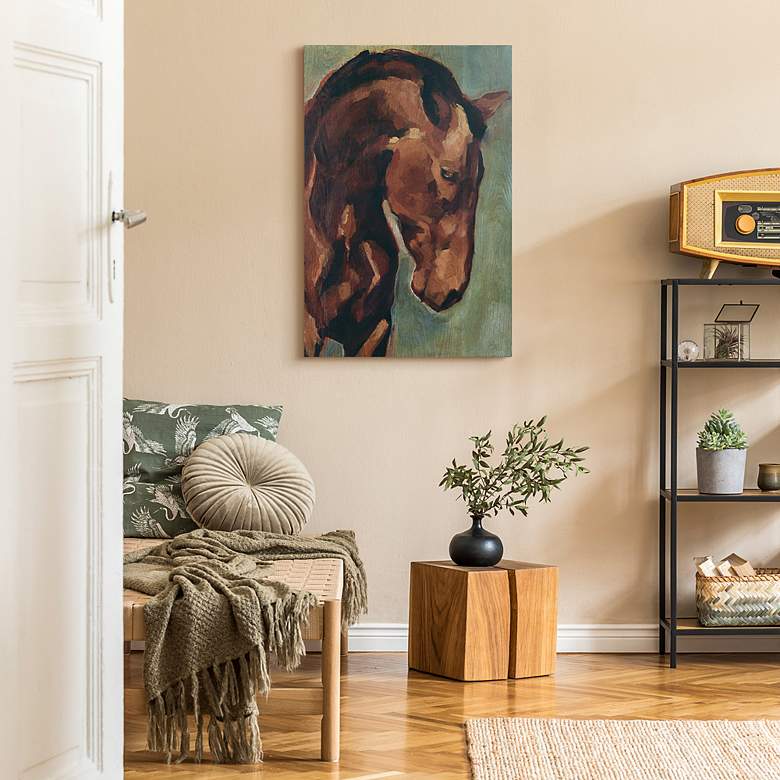 Image 7 Horse Portrait 36" High 2-Piece Giclee Wood Wall Art Set more views