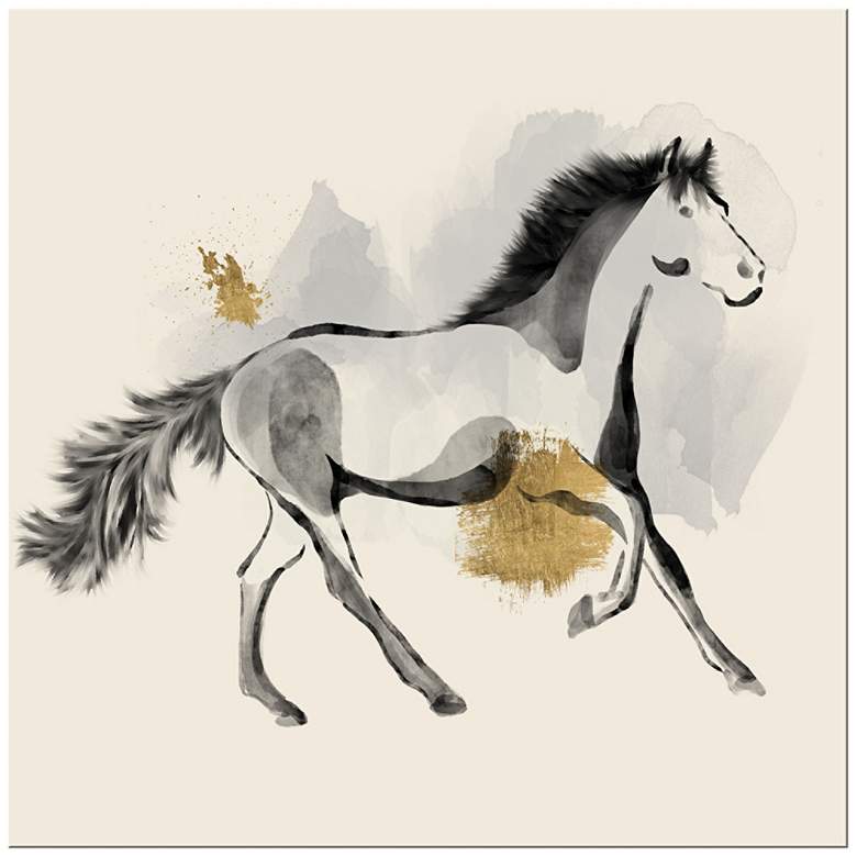 Image 1 Horse Sketch 20" Square Giclee Canvas Wall Art