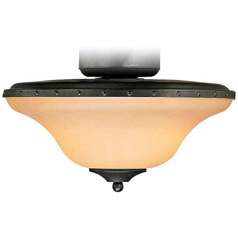 Image 1 Horseshoe Black Amber Glass Wet LED Ceiling Fan Light Kit