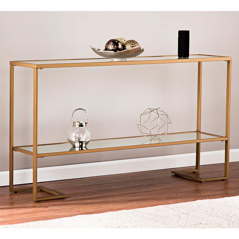 Image 1 Horten 52 inch Wide Gold and Glass Modern Console Table
