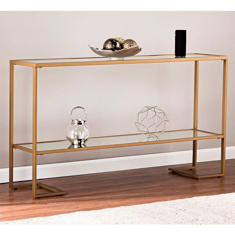 Image 1 Horten 52" Wide Gold and Glass Modern Console Table