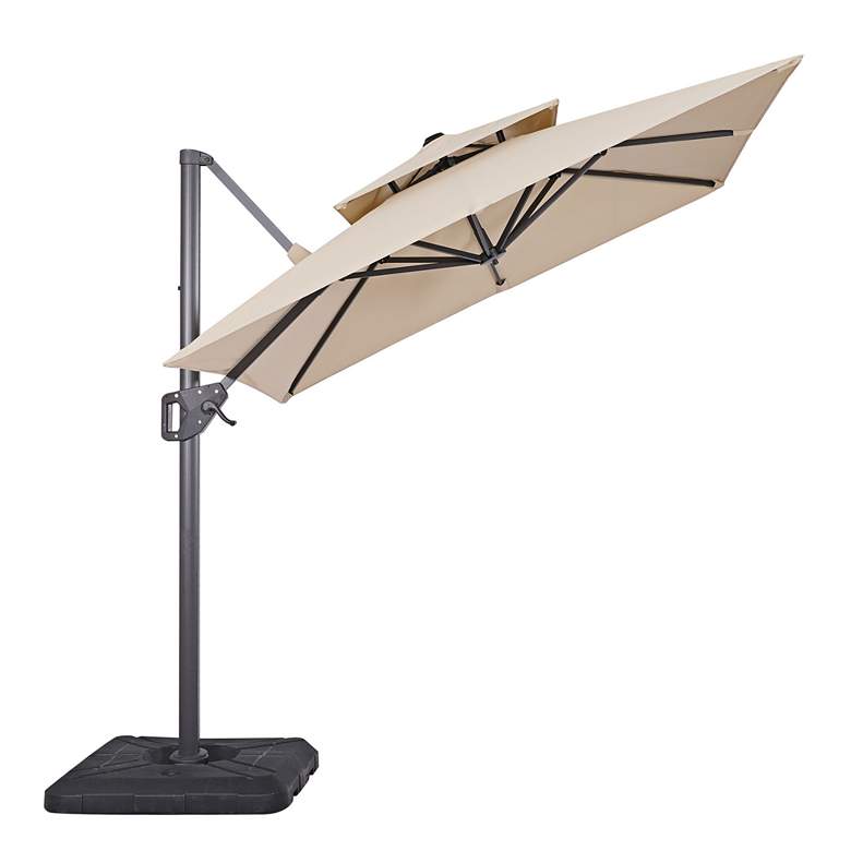 Image 3 Hostin 10-Foot Beige Square Double Top Cantilever Umbrella more views