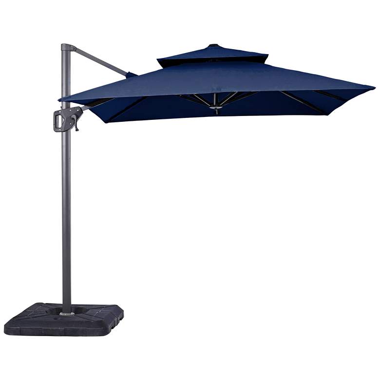 Image 2 Hostin 10-Foot Blue Square Double Top Cantilever Umbrella