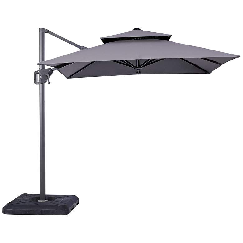 Image 2 Hostin 10-Foot Gray Square Double Top Cantilever Umbrella