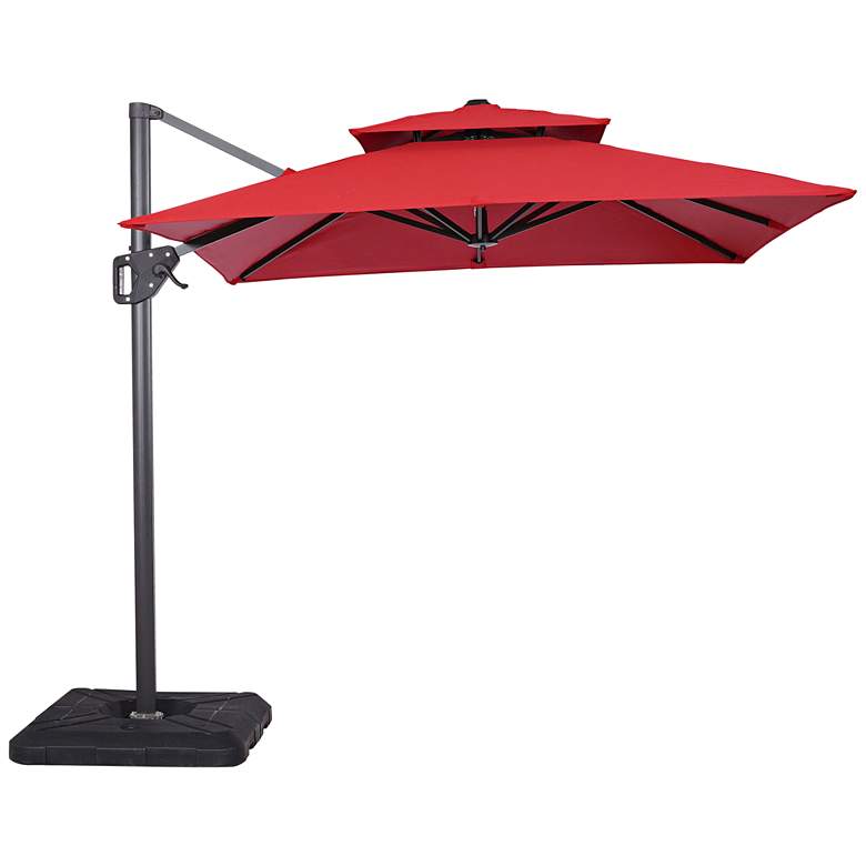 Image 2 Hostin 10-Foot Red Square Double Top Cantilever Umbrella