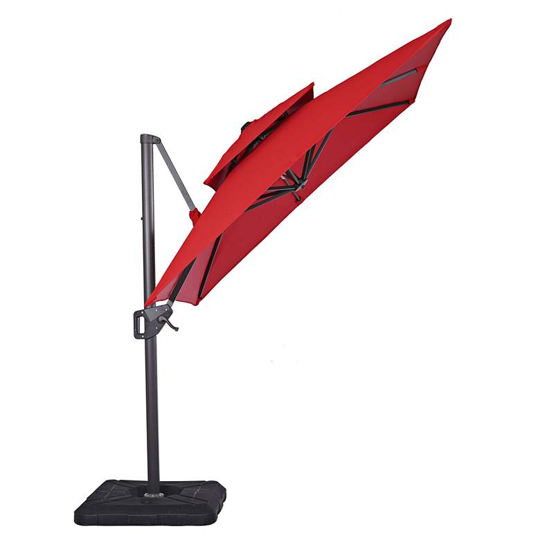 Image 7 Hostin 10-Foot Red Square Double Top Cantilever Umbrella more views