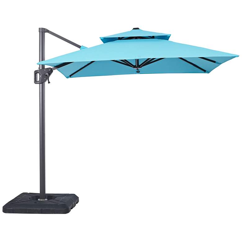 Image 2 Hostin 10-Foot Teal Square Double Top Cantilever Umbrella