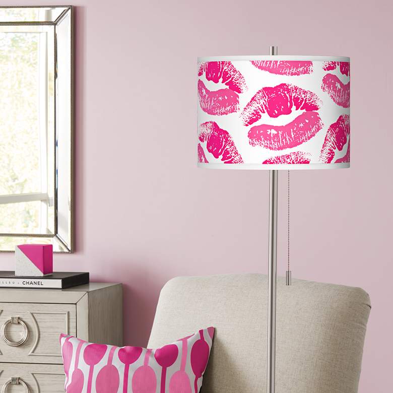 Image 1 Hot Lips Brushed Nickel Pull Chain Floor Lamp