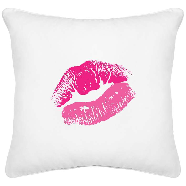 Image 1 Hot Lips White Canvas 18 inch Square Decorative Pillow