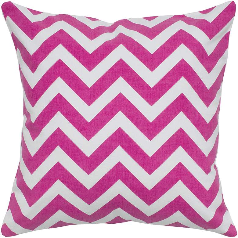 Image 1 Hot Pink and White Chevron 18 inch Square Throw Pillow