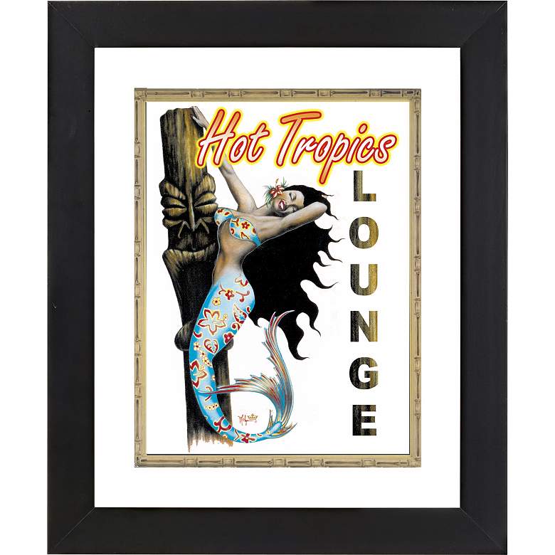 Image 1 Hot Tropical Mermaid Black Frame 23 1/4 inch High Wall Art