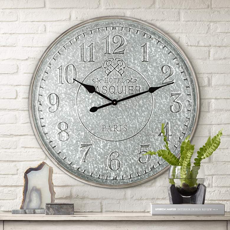 Image 1 Hotel Fasqier Paris 31 1/2" Wide Glass Round Wall Clock