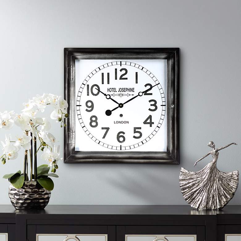 Image 1 Hotel Josephine 23 3/4 inch Wide Square Metal Wall Clock