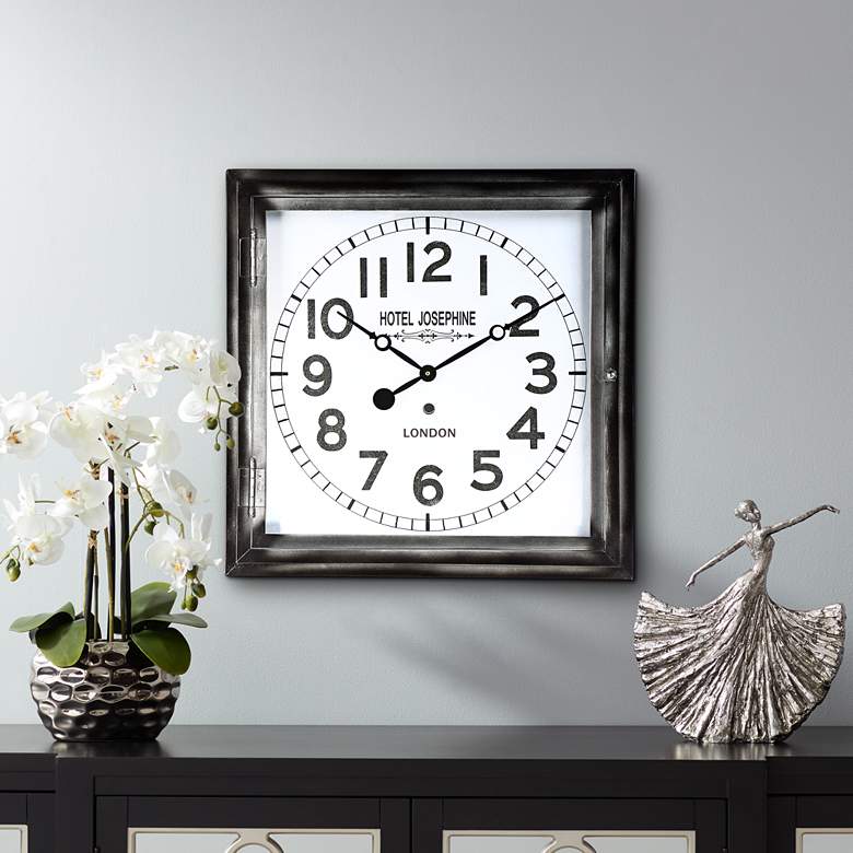 Image 1 Hotel Josephine 23 3/4" Wide Square Metal Wall Clock
