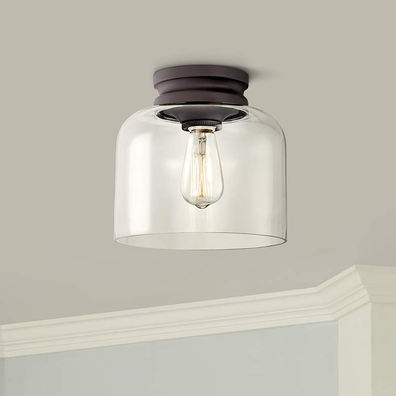 Image 1 Hounslow 9 inch High Bronze and Clear Glass Ceiling Light