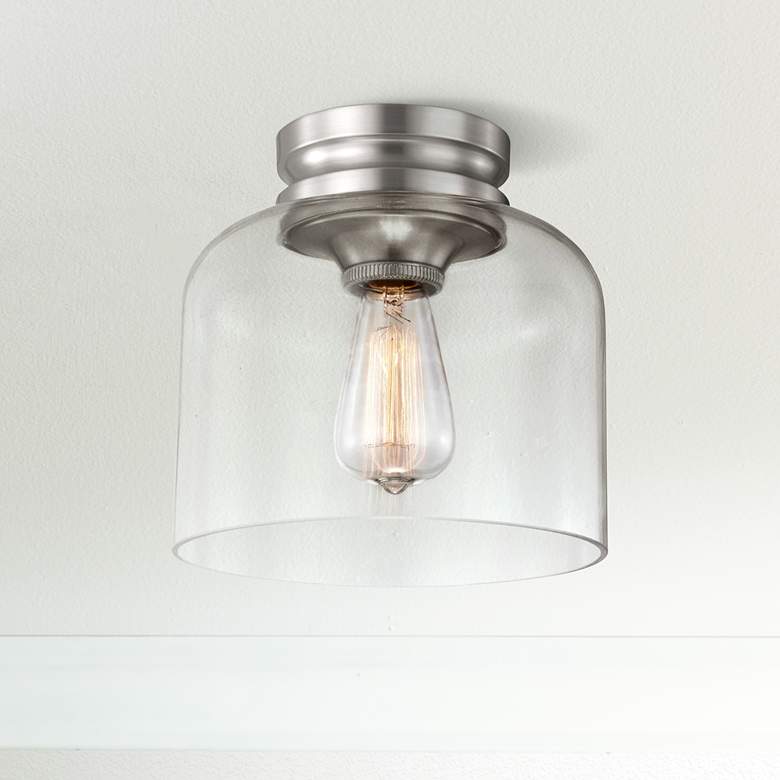 Image 1 Hounslow 9" High Brushed Steel Ceiling Light