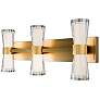 1_Hourglass 10"H x 24"W 3-Light Bath Vanity & Wall Light in Aged Brass
