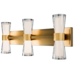 Hourglass 10"H x 24"W 3-Light Bath Vanity & Wall Light in Aged Brass