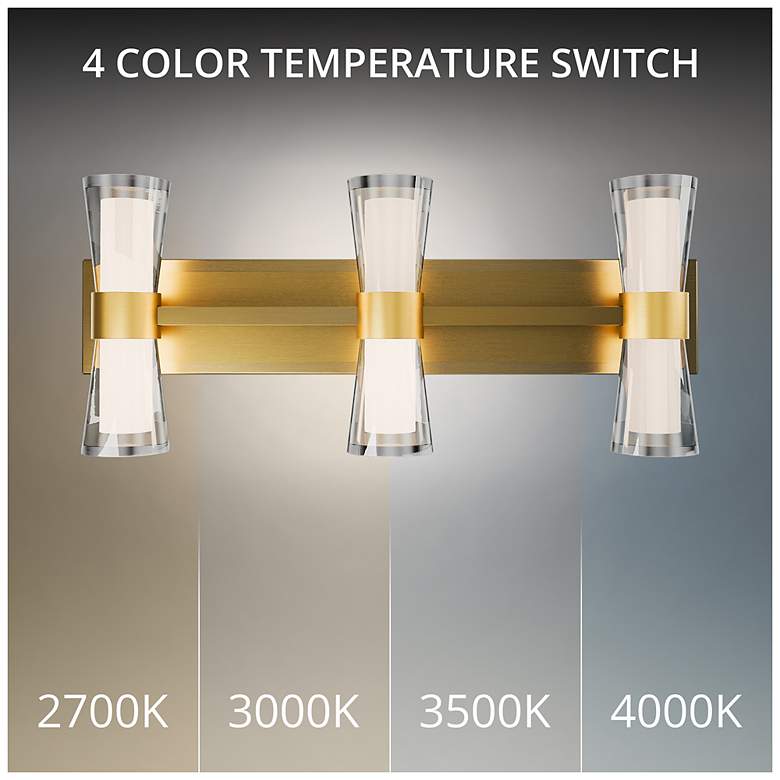 Image 2 Hourglass 10"H x 24"W 3-Light Bath Vanity & Wall Light in Aged Brass more views