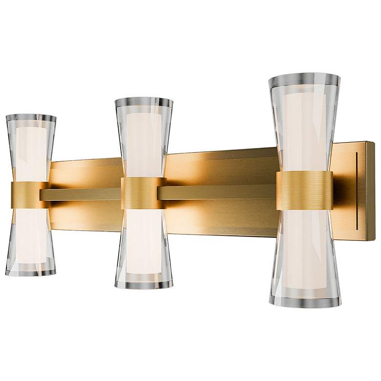 Image 1 Hourglass 10"H x 24"W 3-Light Bath Vanity & Wall Light in Aged Brass