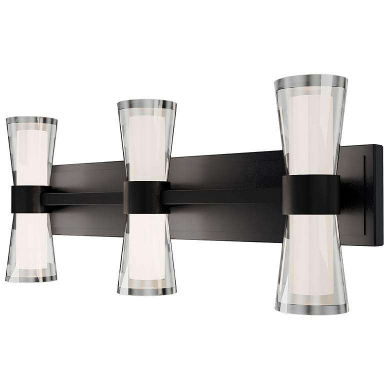 Image 1 Hourglass 10"H x 24"W 3-Light Bath Vanity & Wall Light in Black