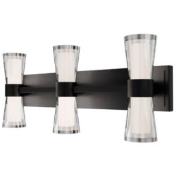 Hourglass 10"H x 24"W 3-Light Bath Vanity & Wall Light in Black