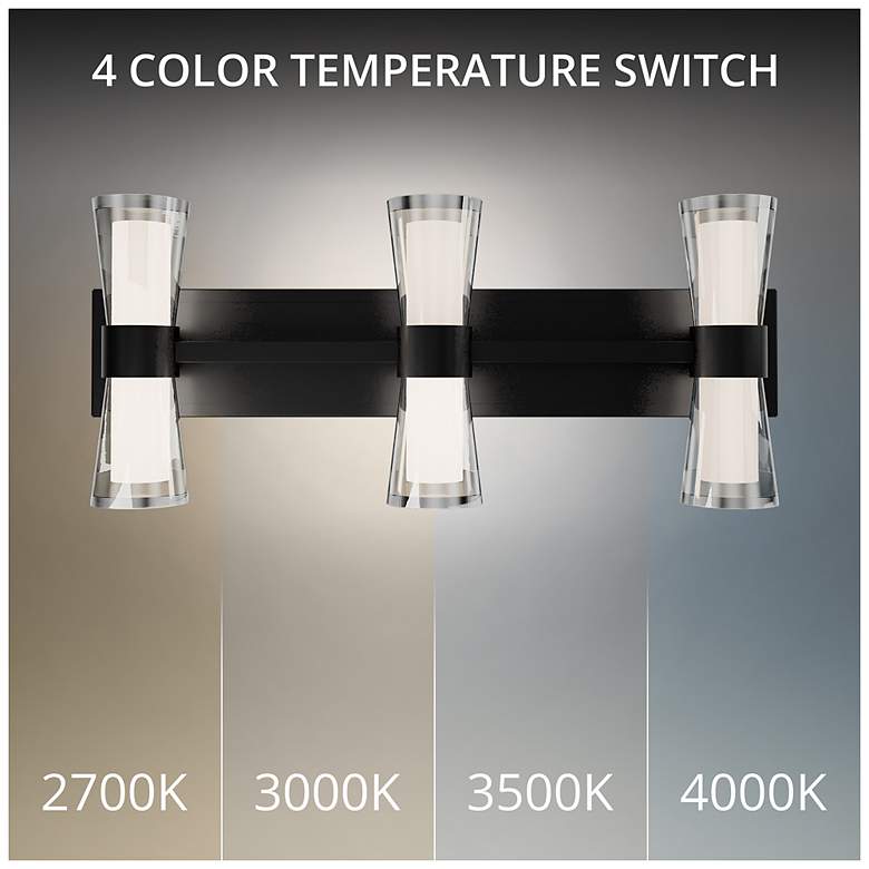 Image 2 Hourglass 10"H x 24"W 3-Light Bath Vanity & Wall Light in Black more views