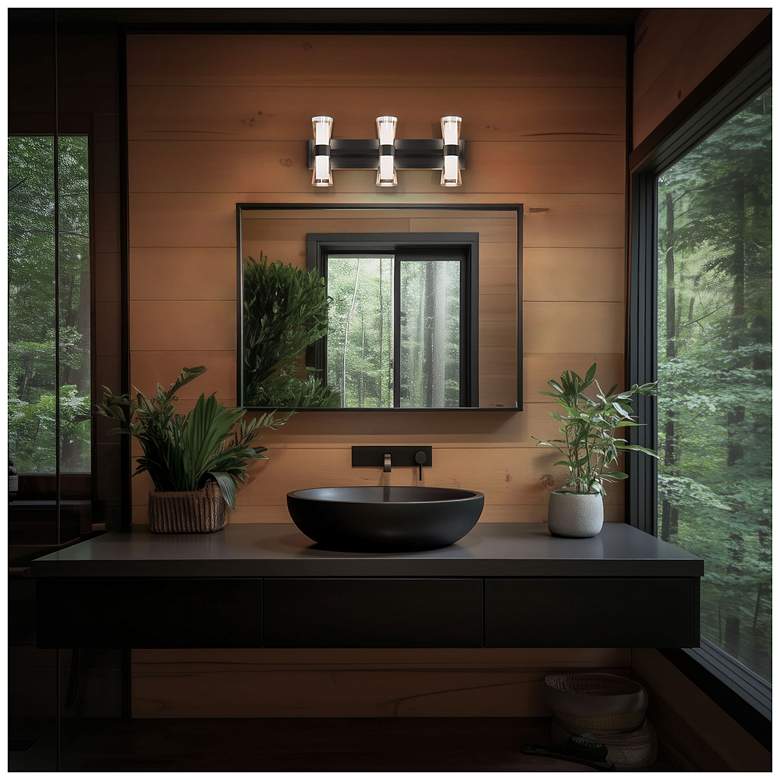Image 4 Hourglass 10"H x 24"W 3-Light Bath Vanity & Wall Light in Black more views