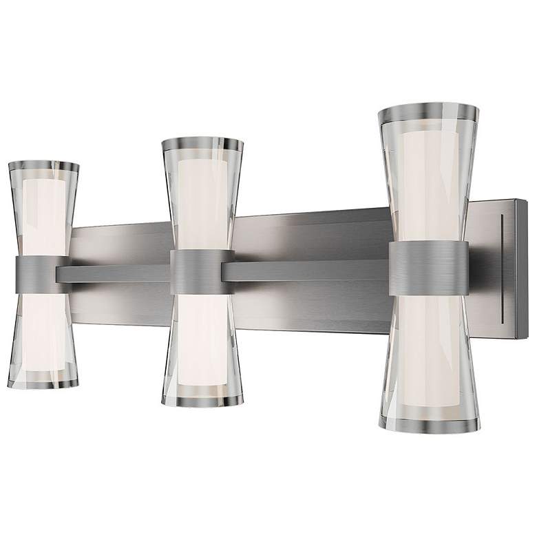Image 1 Hourglass 10"H x 24"W 3-Light Bath Vanity & Wall Light in Brushed Nickel
