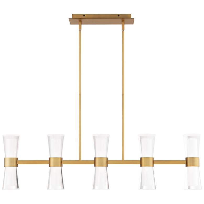 Image 2 Hourglass 10"H x 35.88"W 5-Light Linear Pendant in Aged Brass more views