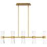 2_Hourglass 10"H x 35.88"W 5-Light Linear Pendant in Aged Brass more views
